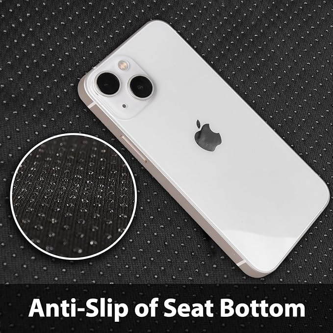 CAR PASS Memory Foam Mesh Bling Diamond Car Seat Cover 2 Front Seat Breathable Soft Sponge Universal Shining Glitter Sparkly Crystal Fit Armrest Automotive Truck SUV Cute Women Girl, Silver Rhinestone