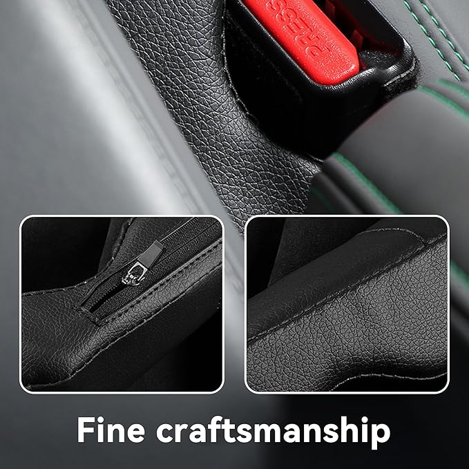 2Pack Leather Seat Gap Filler, Fill The Gap Between Seat and Console, Car Crevice Catcher Blocker Stop Things from Dropping, Universal Gap Stopper Crack Plug for Car SUV Truck (Red)