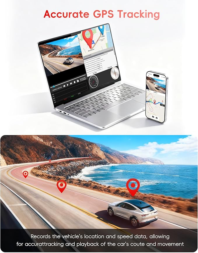 12" 4K Mirror Dash Cam with STARVIS 2 Sensor,View Rear Mirror Camera 2.5K with Back Seat Car Baby Monitor 1080P,Built-in 5.8G WiFi GPS, APP Control,Night Vision,for Family Car Safety