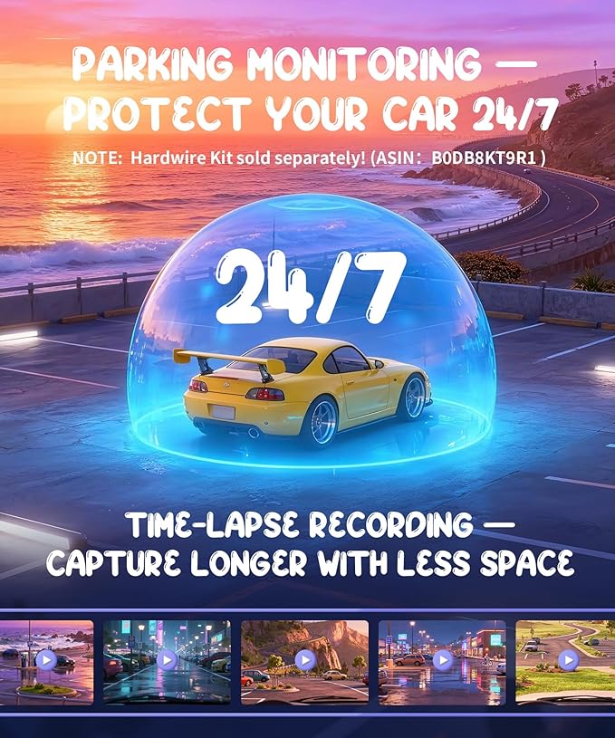 KAWA Dash Cam 2K with Voice Control,Mini Spherical Front Dashcam, 360° Rotatable Mount,32G SD Card,Built-in WiFi and App,G-Sensor,NightEagle Engine, 24H Parking Monitor, Video Recorder for Cars