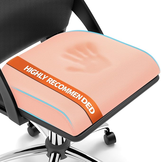 XLarge Seat Cushion, Memory Foam Cushion for Long Sitting Hours on Office Chair, Home & Car, Non-Slip Chair Pad for Relieving Back & Sciatica & Hip & Coccyx Pain (Pink)