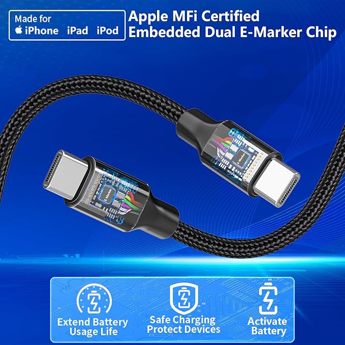 [Apple MFi Certified] iPhone 17 Car Charger, Rombica 6-Port 120W USB-C&USB-A Power Cigarette Lighter PD/QC Multiport Fast Car Charger + Type-C Braided Cord for iPhone 17 Pro/16/15/Galaxy S26/S25/Pixel