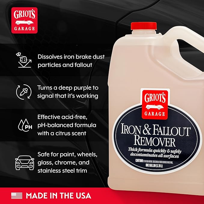 Griot's Garage Iron and Fallout Remover for Car Detailing and Cleaning, Removes Rust, Embedded Debris, and Fallout from Multiple Exterior Surfaces 10949, One Gallon