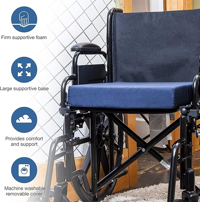 DMI Seat and Chair Cushion for Office Chairs, Wheelchairs, Scooters, Kitchen Chairs or Car Seats, FSA HSA Eligible, for Support and Height while Reducing Stress on Back, Tailbone or Sciatica