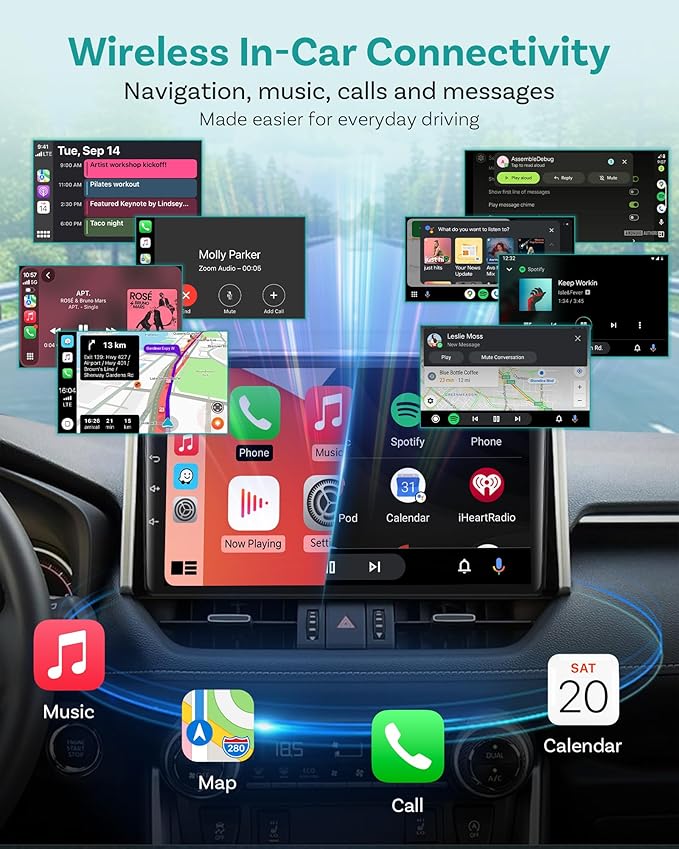 OTTOCAST Mini Tube Wireless CarPlay Android Auto Adapter 2026, Cut The Cord, Zero Lag 5GHz WiFi, Plug & Play for Factory Wired Apple CarPlay