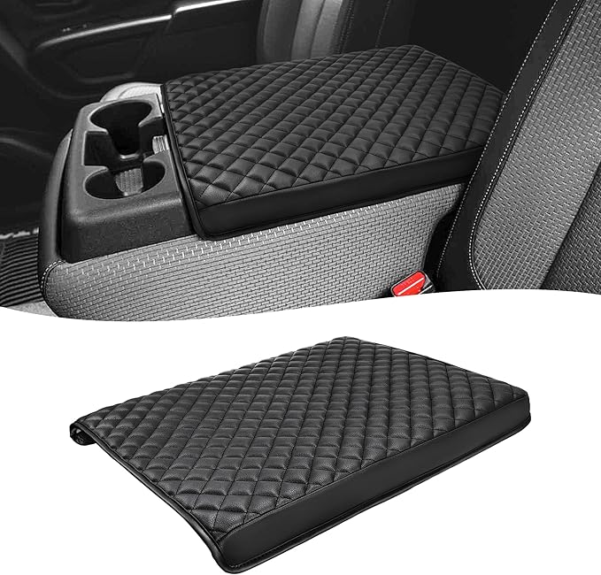 KBH Center Console Armrest Cover for Nissan Titan 2004-2024, Middle Console Lid Protector Pad Accessories, Vinyl Leather, Anti-Scratch, Black (Fits Jump Seat Console Only)