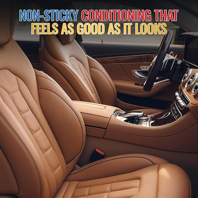 Leather Conditioner 16 oz — Premium Moisturizing Treatment for Car Seats and Leather Trim — Non-Greasy Or Sticky Formula Helps Prevent Cracking, Dryness, and Fading — Made in USA