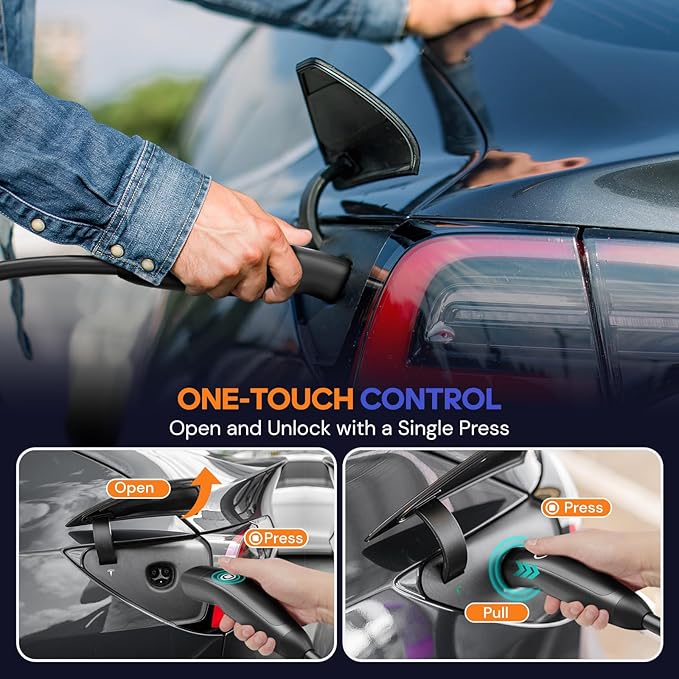 AIMILER Level 2 Tesla Charger(WiFi APP), 32A, 25ft Cable ETL Certified, 220V-240V NEMA 14-50P Plug EVSE w/Nacs Connector, Portable/Home Electric Car(EV) Charger for Tesla Model X/Y/3/S or Nacs EVs