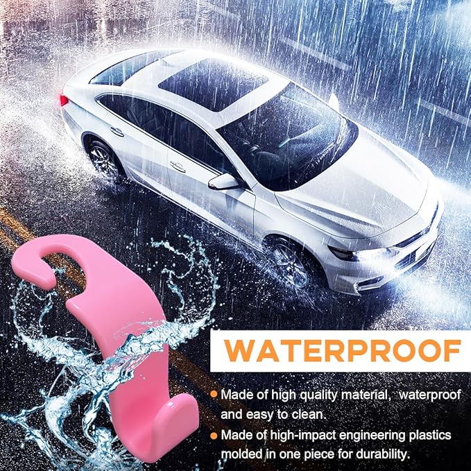 4PCS Car Seat Headrest Hook, Auto Back Seat Hanging Storage Organizer, Vehicle Seatback Hanger Holder for Purse Handbag Coat Umbrella, Universal Interior Car Accessories (Dark Pink)