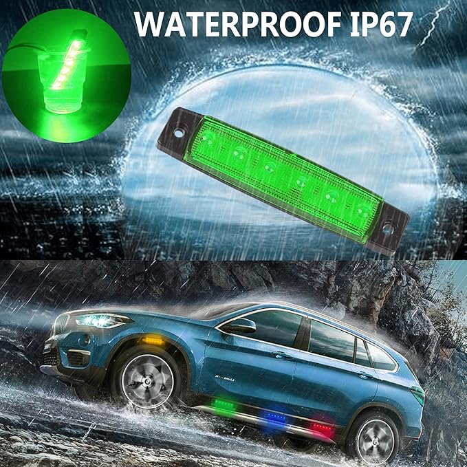 20 Pcs Green LED Rock Strip Lights,Wheel Well Underglow Lighting Kits,Car Rock Lights Exterior Side Marker Lights for Wrangler Truck Golf Cart RV RV SUV Offroad