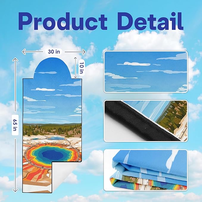 2 Pack Car Seat Towel Covers, Sweat Protector for Front Seats, Premium Thickened Microfiber with Elastic Strap, Breathable Quick Dry, Machine Washable Cover for Gym Running Universal Fit National Park