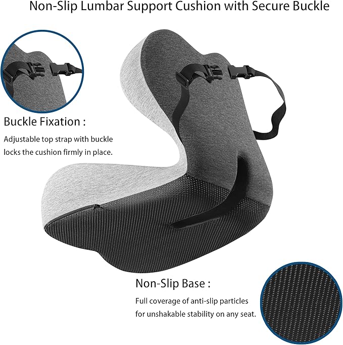 Ultimate L-Shaped Truck Driver Seat Cushion - Ergonomic Memory Foam Back & Tailbone Support - Breathable Cool-Mesh Pressure Relief Pad for Office Chairs, Semi-Trucks, & Long-Haul Driving