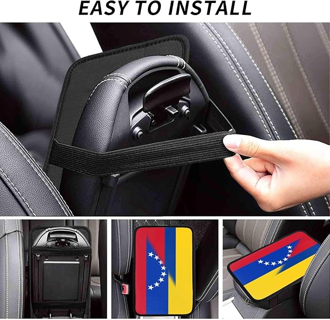 Venezuela Venezuelan Colombia Colombian Flag Auto Center Console Armrest Cover Car Handrail Box Cushion Pad Mat Universal Fit Most Vehicle Sedan Truck SUV Soft Comfort Decor Accessories