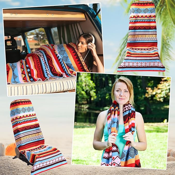 Hahafelt Car Seat Towel Covers Christmas Car Accessories Gifts Athletic Running Towel Performance Microfiber Post Workout Sweat Washable Cover Non Slip for Seat Outdoor Sport(Tribal)