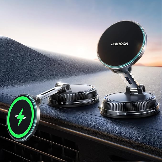 JOYROOM 15W Magsafe Car Mount Charger, iPhone Faster Charging Wireless Car Charger, 80+LBS Strong Suction Magnetic Phone Holder for Car, Stable Metal Support Arm for iPhone 17 Pro Max 16 15 14 13