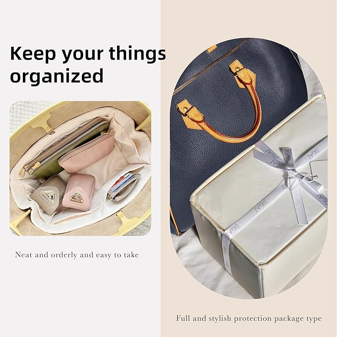 DGAZ Silk Purse Organizer Insert Fits LV Speedy 16/20/25/30/35/45 bags，Silky Smooth Bag Organizer，Luxury Handbag & Tote Shaper（Craie，SP30）