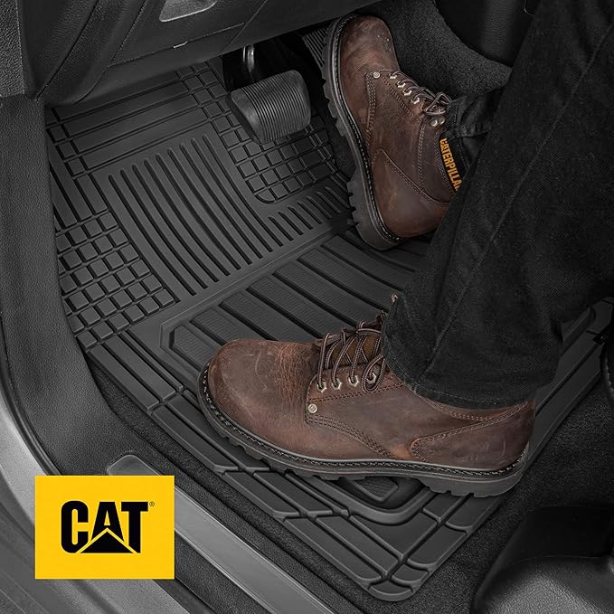 CAT® ToughLiner™ Black Car Floor Mat– Heavy-Duty Trim to Fit for Trucks, & SUVs – All-Weather Odorless Rubber Automotive Mat & SUV Floor Liners for Maximum Protection