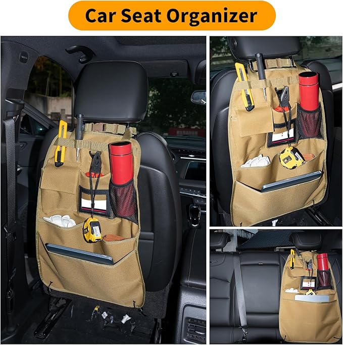 Back Seat Car Organizer with Car Storage Bags, Universal Car Organizers and Storage Truck Organizer(Brown)