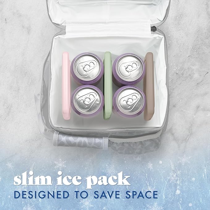 Cool Coolers by Fit & Fresh Slim Ice Packs, Quick Freeze Reusable Ice Packs for Lunch Boxes & Coolers, Long-Lasting, Space Saving Lunch Ice Packs, Multicolor, 4Pk