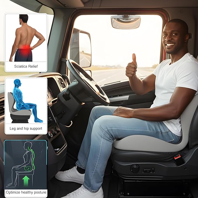 Memory Foam Office Chair Cushion for Sciatica Pain Relief – Ergonomic Seat Cushions for Office Chairs, Desk Chair Cushion & Lumbar Support for Car, Airplane Seat Cushion for Back Pain