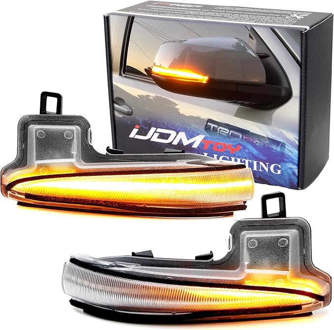 iJDMTOY Clear Lens Dynamic Sequential Blink/Flow Full LED Side Mirror Turn Signal Light Assembly Kit Compatible with Toyota 2016-2023 Tacoma, 2019-2025 RAV4, 2020-up Highlander, etc