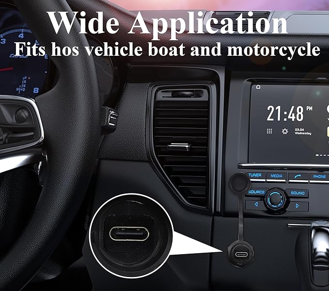zdyCGTime Small Type C 3.0 Female to USB 3.0 A Male Car Flush Mount Cable USB A to USB Type C Waterproof Panel Mount Extension Cable, for Car Boat Truck Yacht Motorcycle.(30CM/1Ft)