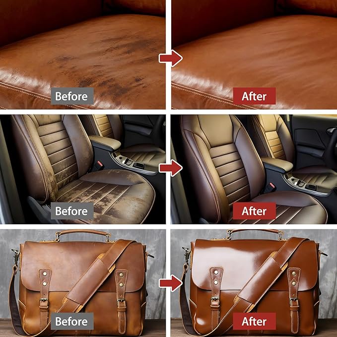 Dashboard Polish Wax, Premium Leather Cleaner & Conditioner 2 in 1 - Safe for Car Seats, Shoes, Jackets | Deep Cleaning & Moisturizing, Removes Stains/Dirt Without Damaging Leather, 30 oz(Pack of 2)