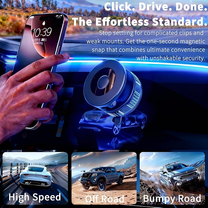RayLink for MagSafe 360° Adjustable Car Phone Holder, [120LB Suction Cup & 2800gf Force] for Magnetic Phone, One-Hand Release Mount for iPhone 17/16/15/14/13/12