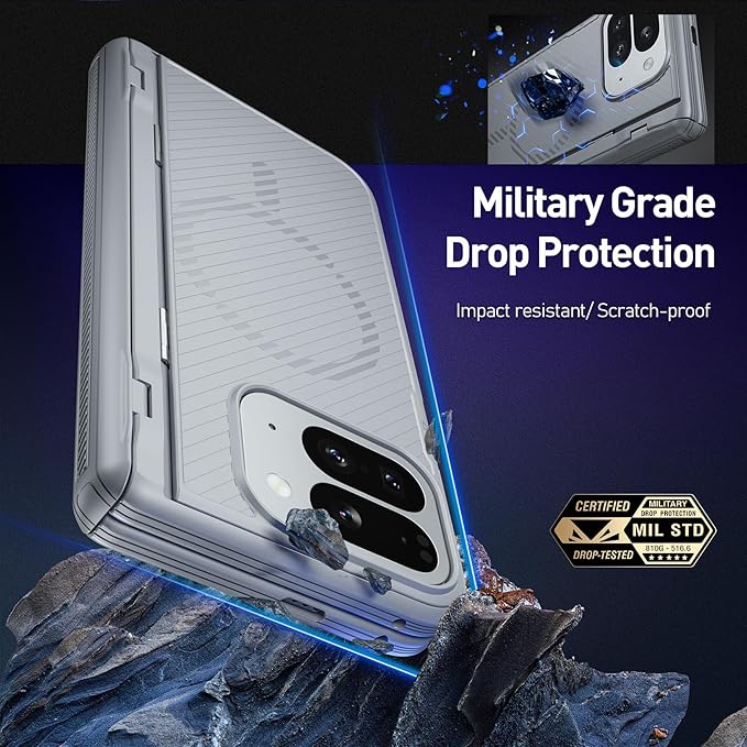 Poetic Revolution Flex Case for Google Pixel 10 Pro Fold, [Foldable Kickstand][Hinge Protection][MagSafe Compatible], Shockproof Slim Pixel 10 Pro Fold Cover with Built-in-Screen Protector, Gray