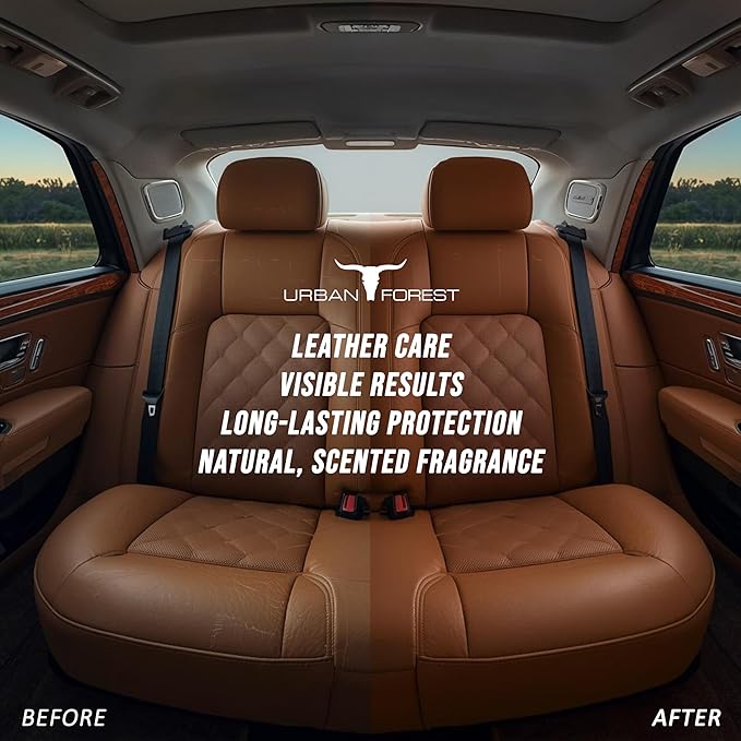 URBAN FOREST Leather Care Conditioner incl. natural Beeswax & Avocado Oil 16.9 fl oz, Heavy Duty Scratch Repair Balm - Preservative for Dry Cracked Furniture, Car Seats, Saddles, Boots Made in Germany
