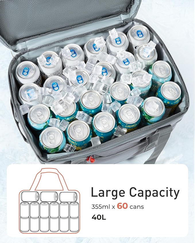 TOURIT Soft Sided Cooler Bag Insulated 48/60 Cans, Large Collapsible & Leakproof Ice Chest for Picnic, Beach, Camping, Travel