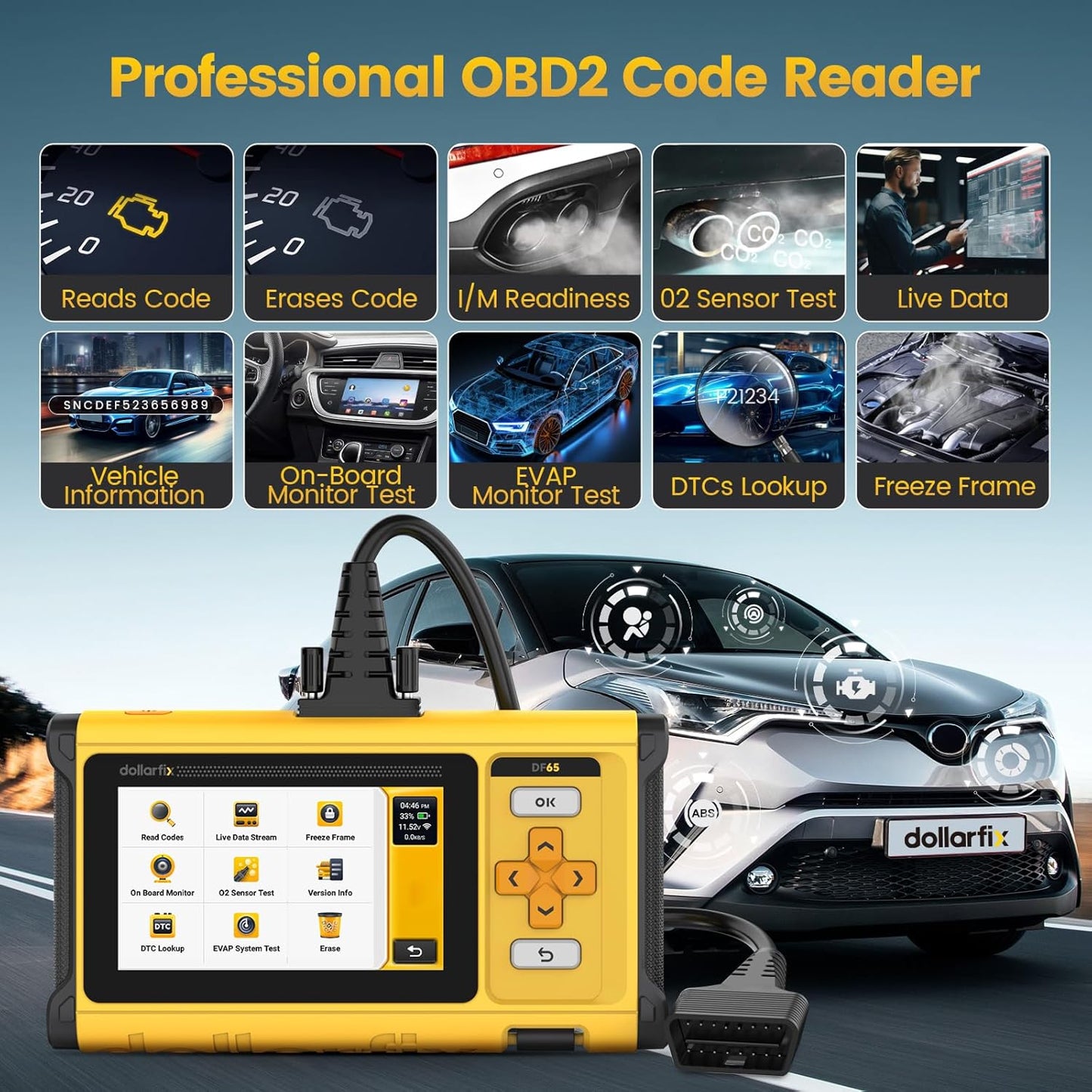OBD2 Scanner Diagnostic Tool, ECM/TCM/ABS/SRS 4 System Deeply Scanner for Car, Support FCA SGW, BIDirectional Scan Tool Active Test with Oil/EPB/SAS/TPMS/ETS/NJEC 10 Resets, Lifetime Free Update