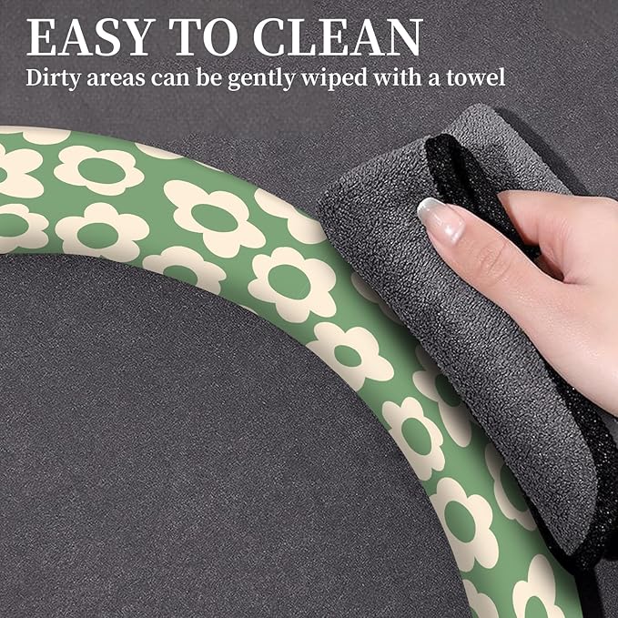 Car Steering Wheel Cover, Universal 15 Inch Neoprene Non-Slip Steering Wheel Covers, Funny Car Accessories for Women Men Fit Auto, Suvs, Truck Vintage Green Flowers