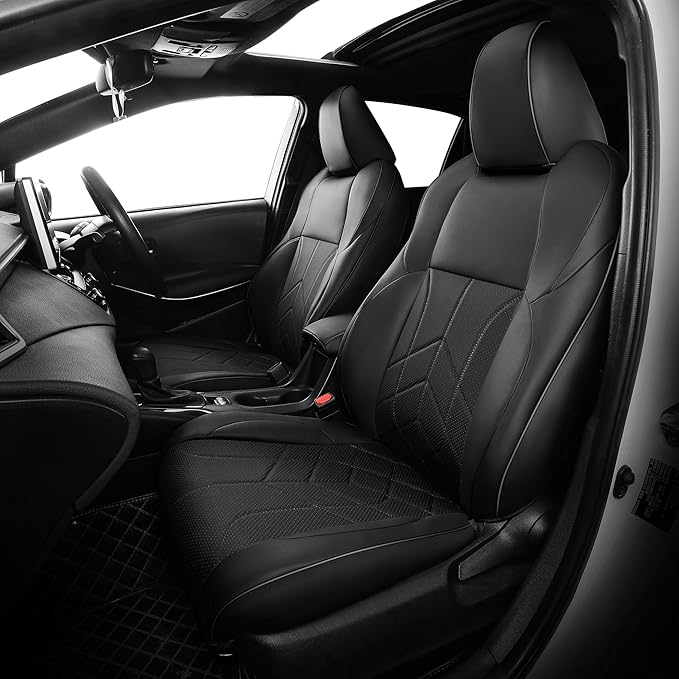 for Toyota RAV4 Seat Covers 2019 2020 2021 2022 2023 2024 2025 RAV 4 Prime & Hybrid XLE LE Limited XLE Premium (Not for XSE/SE Hybrid) - Custom Leather Car Seat Covers Full Set - Black