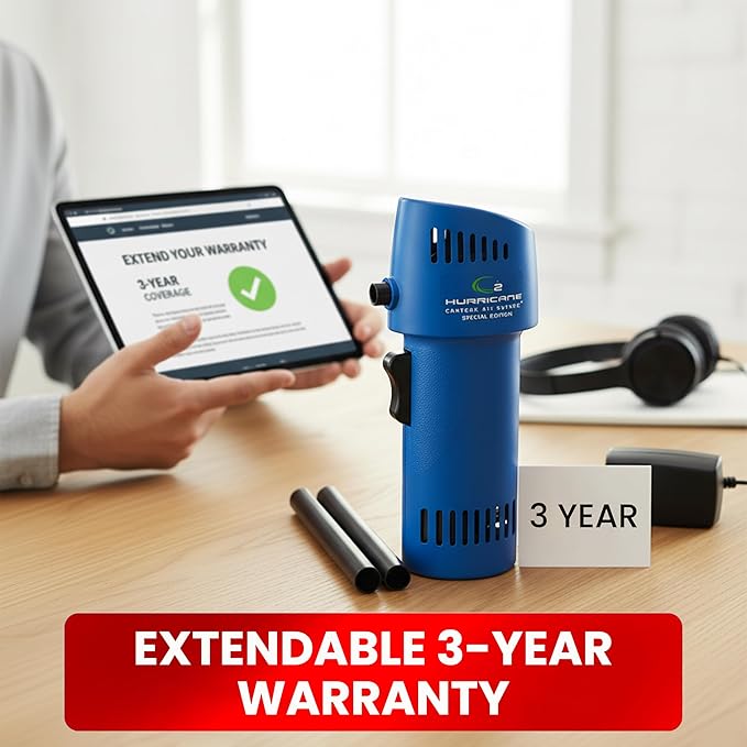 O2 Hurricane Compressed Air Duster – Powerful 200 MPH Cordless Compressed Air Cleaner, Rechargeable Mini Dust Fan Electric Blower for Computer, Keyboard, Electronics, Car Detailing Cleaning