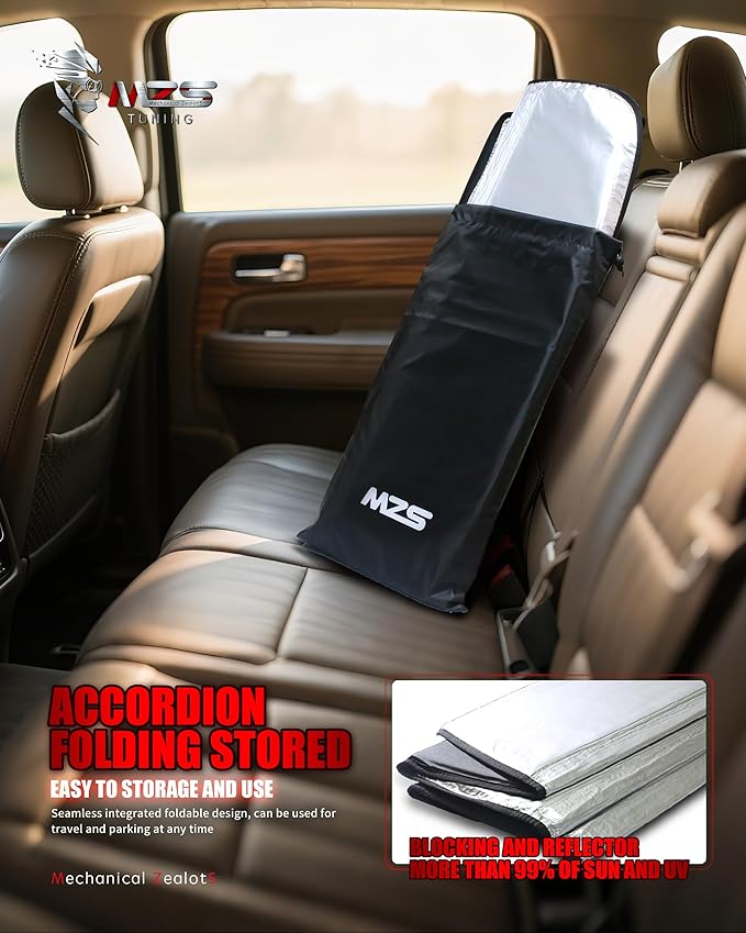 MZS Windshield Sun Shade Compatible with Bronco Sport 2021-2026, Foldable Car Front Window Sunshade with Storage Pouch, Sun Visor Shield Accessories for Interior Protector