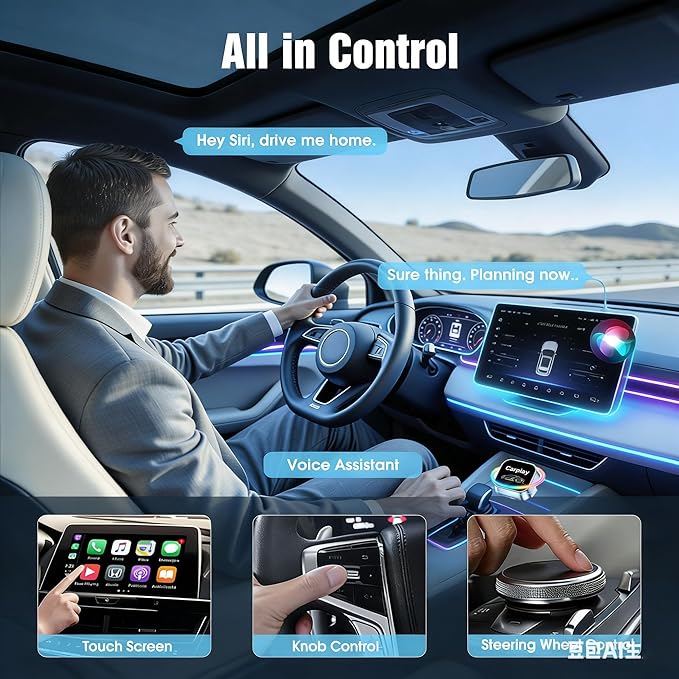 2026 Upgraded Wireless CarPlay Adapter for Apple iPhone, Plug and Play, Fast Auto-Connect, Realtek 8730E Chip Stable & No Latency, Wired to Wireless Adapter with USB-A/Type-C Port Gray-CT (CT106)