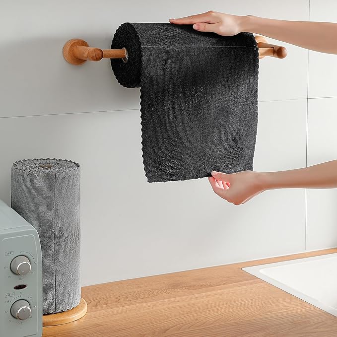 80 Pack Microfiber Cleaning Cloth Roll,Lint Free Rags & Tear Away Reusable Towels Washable Scratch,Ultra Absorbent Dish Rags(12" x 12") for Car Kitchen Home Garage-Black
