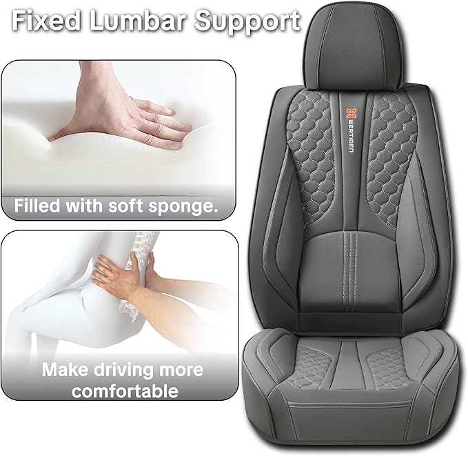 Universal Gray Leather Car Seat Covers Full Set – Waterproof Automotive Seat Protector for Cars, SUVs & Pickups, Airbag Safe, Non-Slip Design, Easy Installation, Durable Material