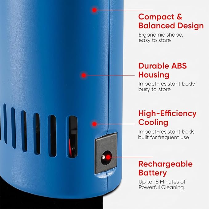 O2 Hurricane Compressed Air Duster – Powerful 200 MPH Cordless Compressed Air Cleaner, Rechargeable Mini Dust Fan Electric Blower for Computer, Keyboard, Electronics, Car Detailing Cleaning