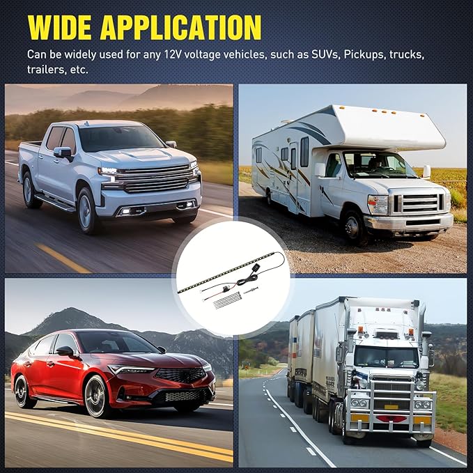 Nilight Under Hood Light Strip 30LED Waterproof Underhood Work Light with On/Off Switch Blade Fuse Engine Bay Repair Light White 12V for Car Truck SUV