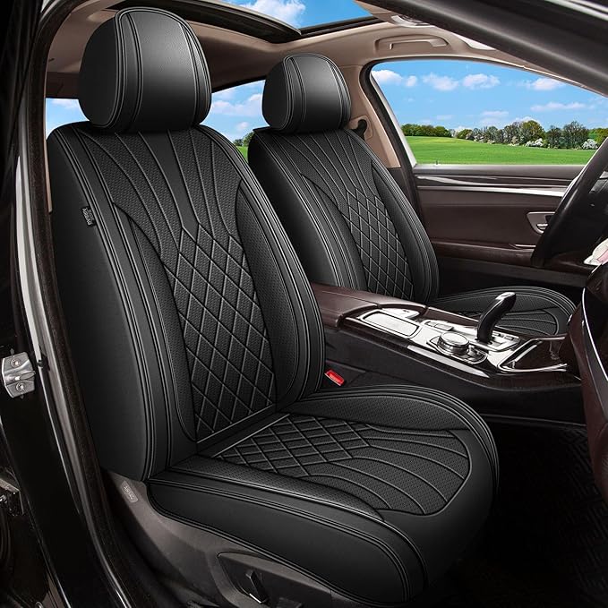 Full Set Car Seat Covers for Toyota Venza 2009-2021: Breathable Perforated Leather Seat Cover (Black)