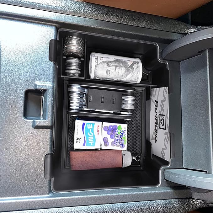 RUNROAD Center Console Upgraded Organizer Compatible with Acura RDX 2019 2020 2021 2022 2023 2024 Accessories, Armrest Storage Box Insert Card Container ABS Coin Holder Console Tray, Black