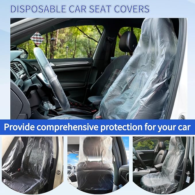 100 PCS Disposable Car Seat Covers,Waterproof Protectors for Car Seat, Airplane Seats,Restaurant Seats,Salon Chairs,Bus Seats & More,Car Seat Shields, Dustproof Car Seat Covers