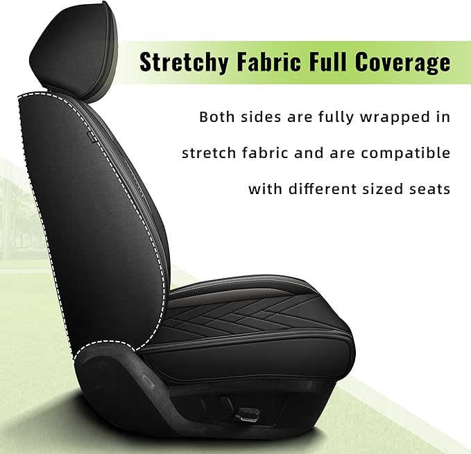 AOMSAZTO Front Seat Covers Fit for Nissan Maxima 2011-2023 Waterproof Faux Leather Car Seat Cover Compatible with Airbag(2PCS Front, Black&Grey)