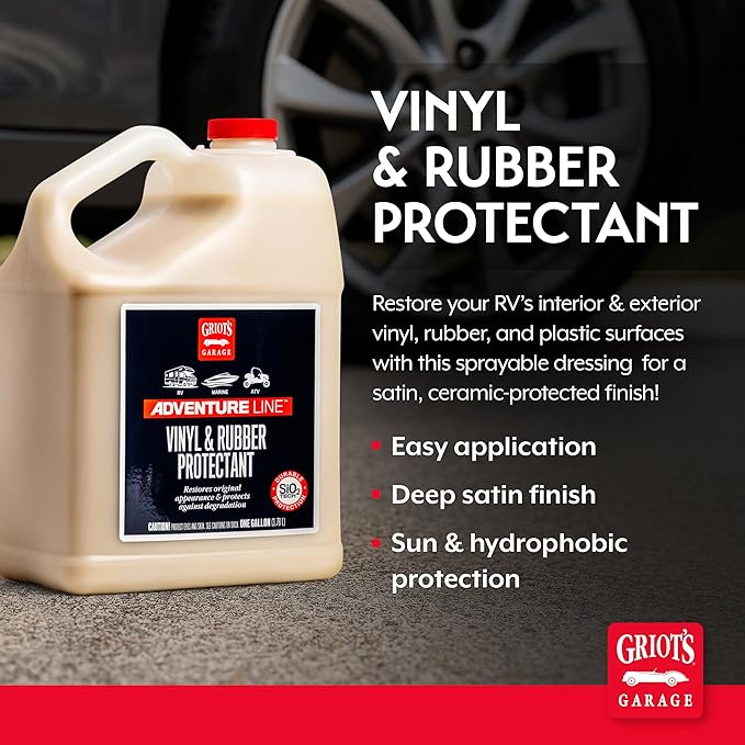 Griot's Garage Adventure Line Vinyl and Rubber Protectant for RVs, Campers, Trailers, Boats, ATVs, UTVs, Motorcycles, SiO2 Ceramic Restorer, 10874, One Gallon
