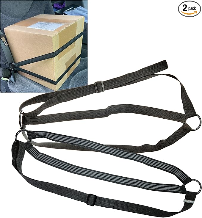 High Road HoldTight Car Seat Strap Holder for Purse, Grocery Bag, Tote and Packages for Cars, SUVs, Vans and Trucks - 2-Pack