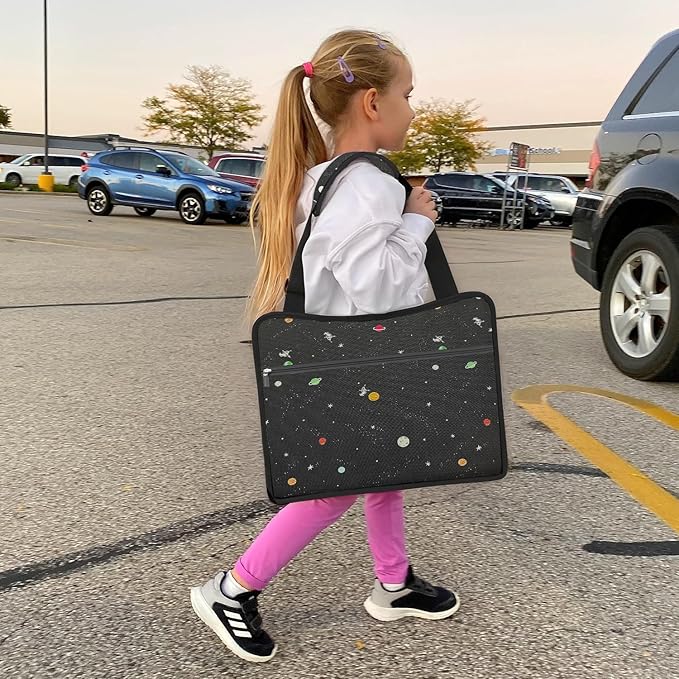 MENZOKE Kids Travel Tray, Road Trip Activities for Kids with Dry Erase Board & Cooler Cup Holder, Toddler Car Activities with No-Drop iPad Holder Stand, Roadtrip Essentials for Toddlers, Black