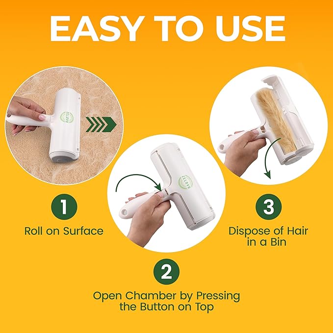 Pet Hair Remover for Furniture – Reusable Lint Roller and Pet Hair Removal Tool for Couch, Carpet, Bedding, Clothes, Car Seats – Multi-Surface Roller for Dog and Cat Fur