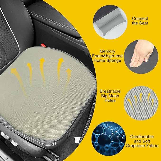 Graphene Car Seat Cushion, Comfort Memory Foam Car Cushions for Driving, Advanced Lumbar Helps Relieve Pressure Points, Molds to Any Body, Drive in Heavenly Comfort in Any Vehicle